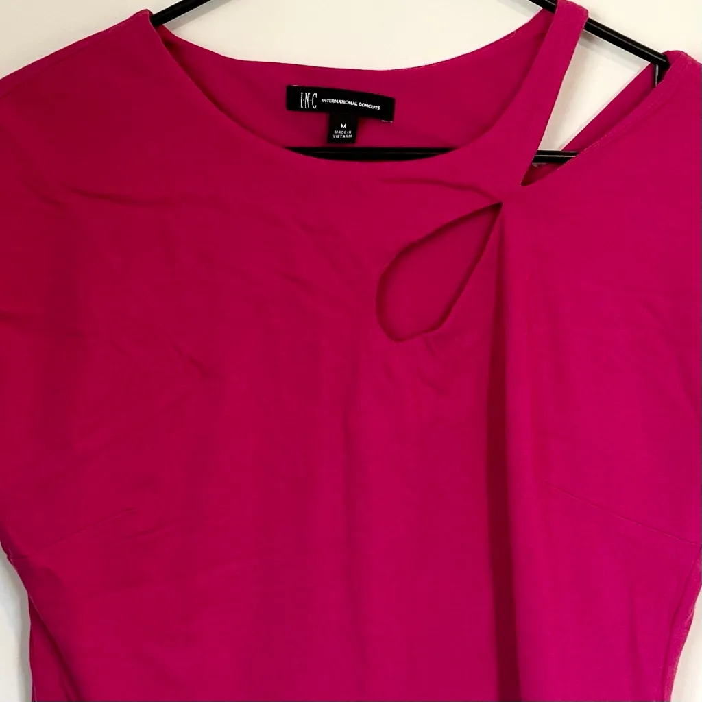 INC International Concepts Fuchsia Top with Asymmetric Cutout Neckline - Image 4