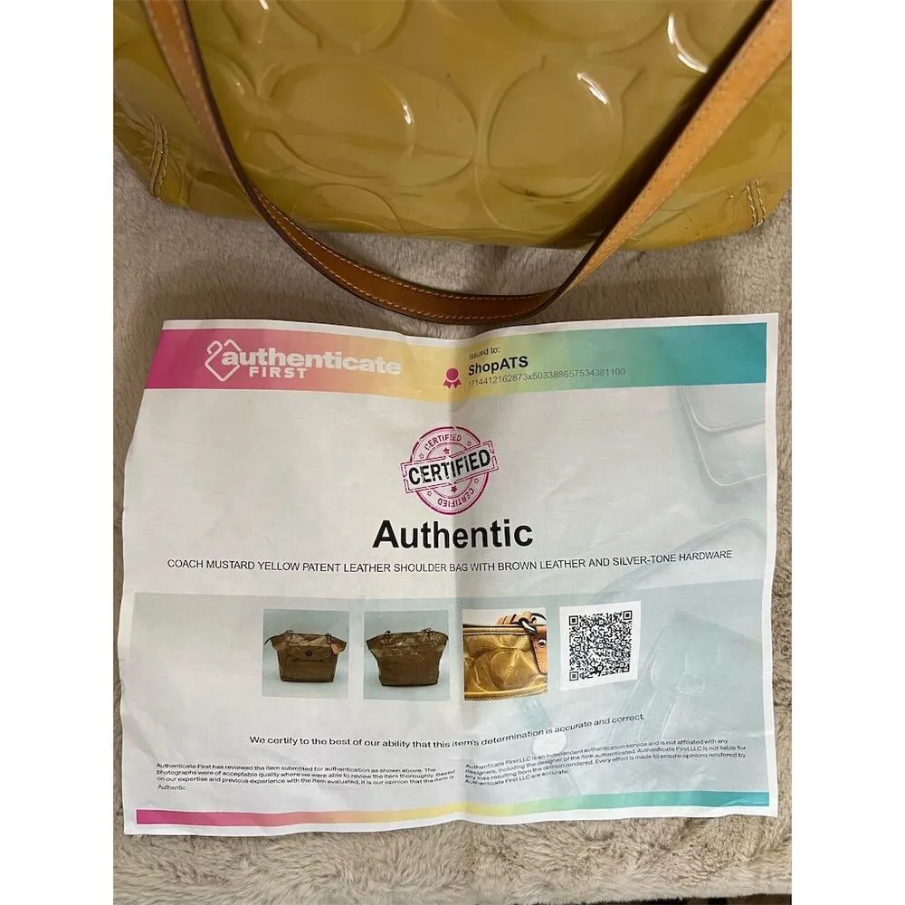 Coach Leah Yellow Shoulder Bag Signature Embossed Design Women's Handbag - Image 10