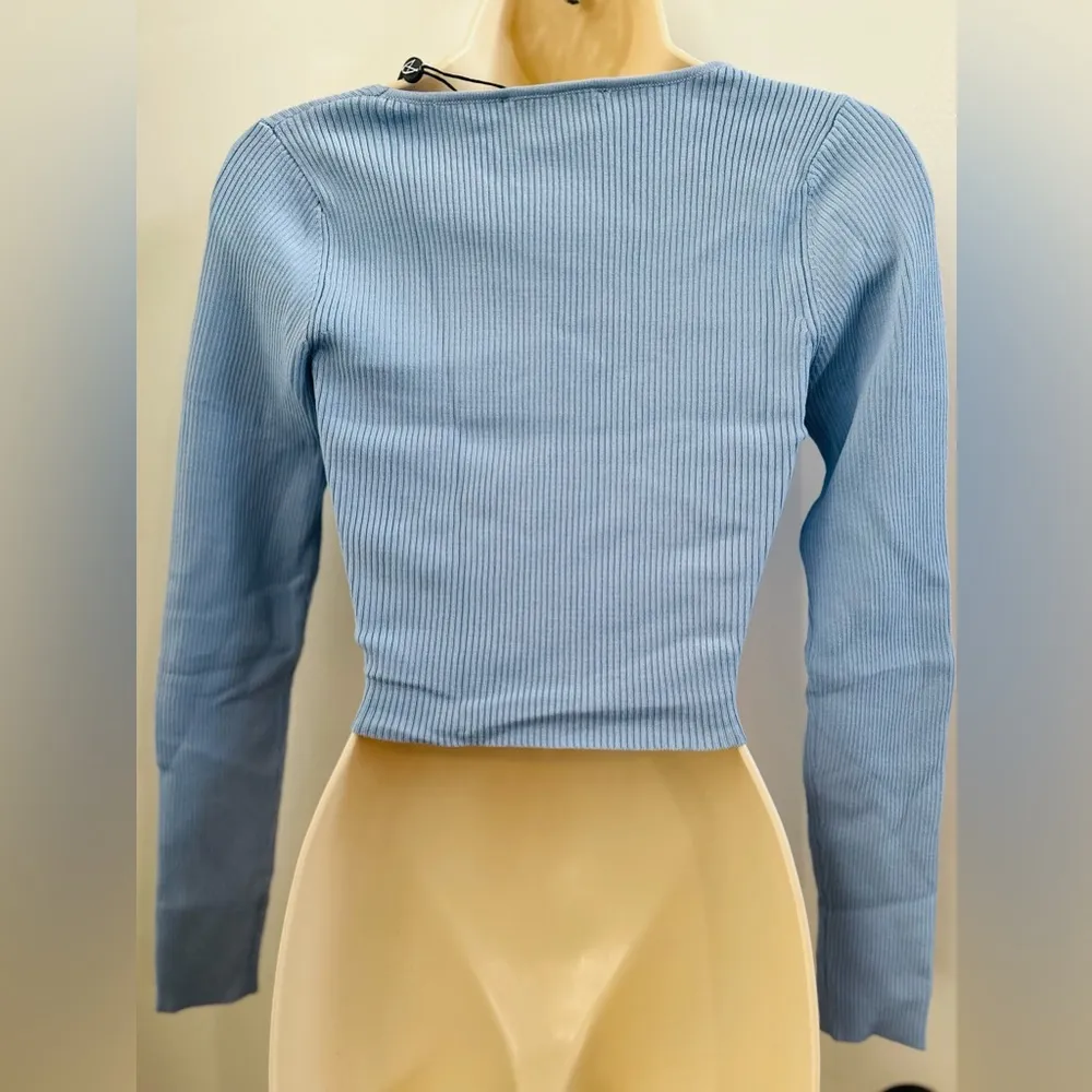 Mink Pink Laur Ribbed Knit Crop Top Front  Twist NWT Viscose - Image 7