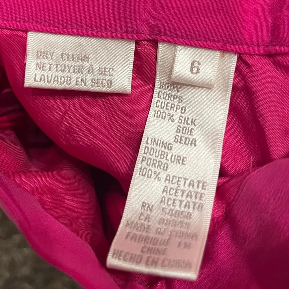 VTG Womens Skirt Size 6 Fuchsia 100% Silk Knee Length Lined Classy Career Work Pink - Image 7
