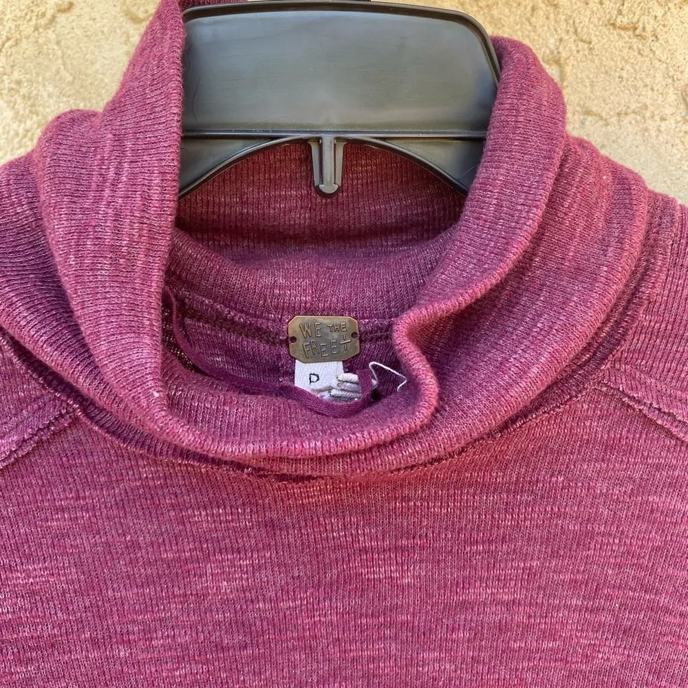 Free People Purple Size small flyaway split back turtleneck longsleeve raglan - Image 5
