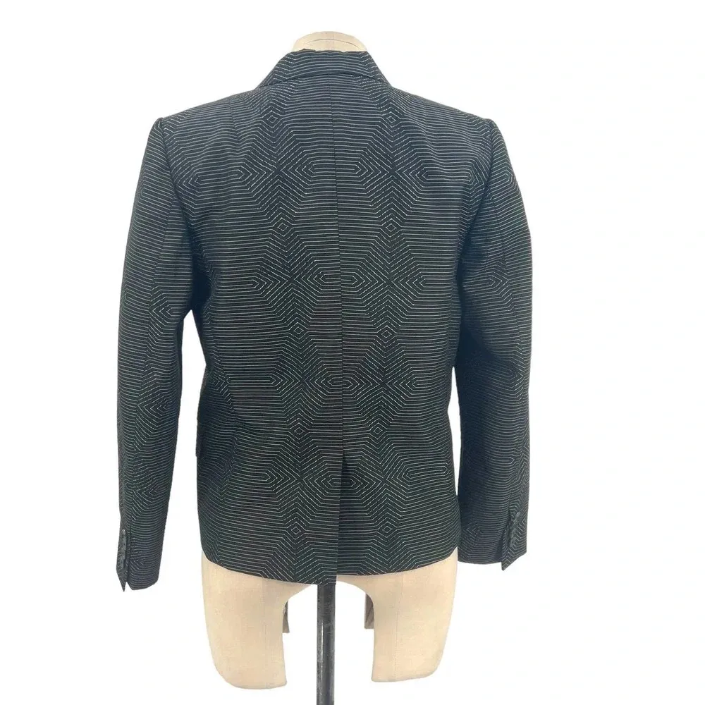 Dries Van Noten Black Geometric Print Woven Blazer Jacket Size 38 US 6 - Image 8