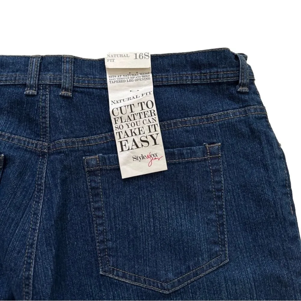 Style & Co Jeans Natural Fit High Rise Tapered Leg Denim Jeans Size 16 Short NEW - Image 7