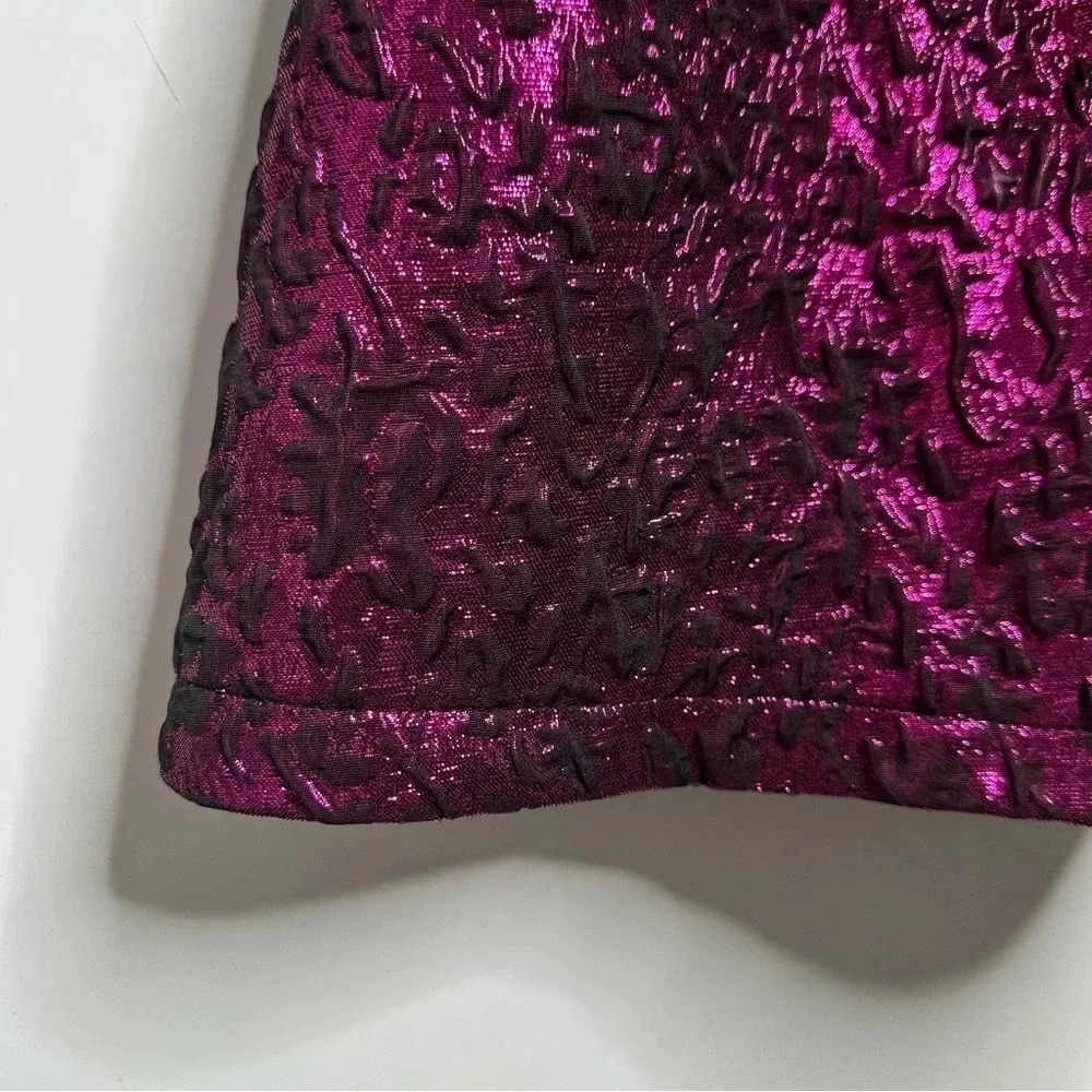 Lulus Spin The Night Magenta Jacquard Sleeveless Mini Skater Dress Size Small - Image 6