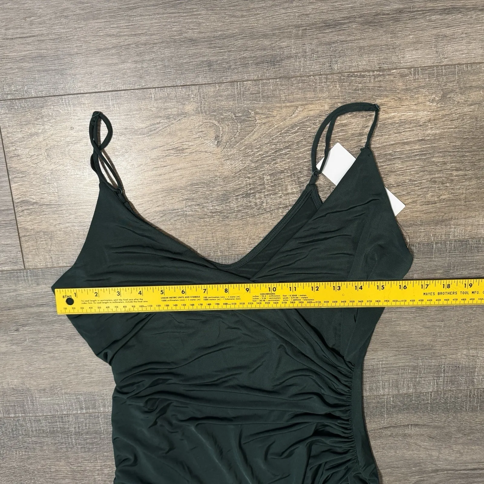 NWT Urban Outfitters Satin Ruched Mini Wrap Dress Dark Green Hoco Homecoming Med - Image 11