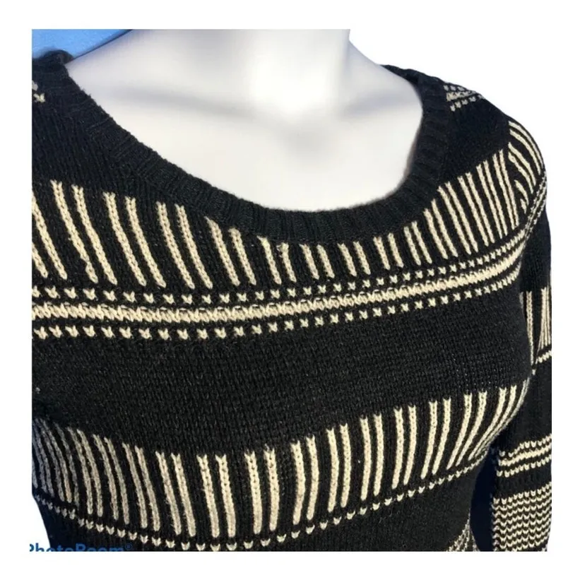 Roxy Dark Gray & White Open Knit Sweater Dress Scoop Neck XS - Image 11