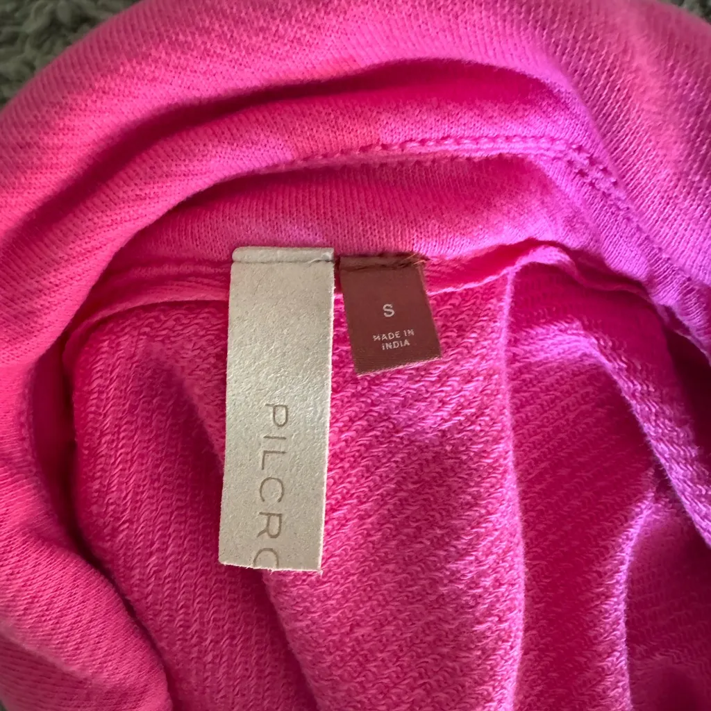 Pilcro Collared V-neck Pullover Sweatshirt Fuchsia Pink Grommet Eyelets Small - Image 10