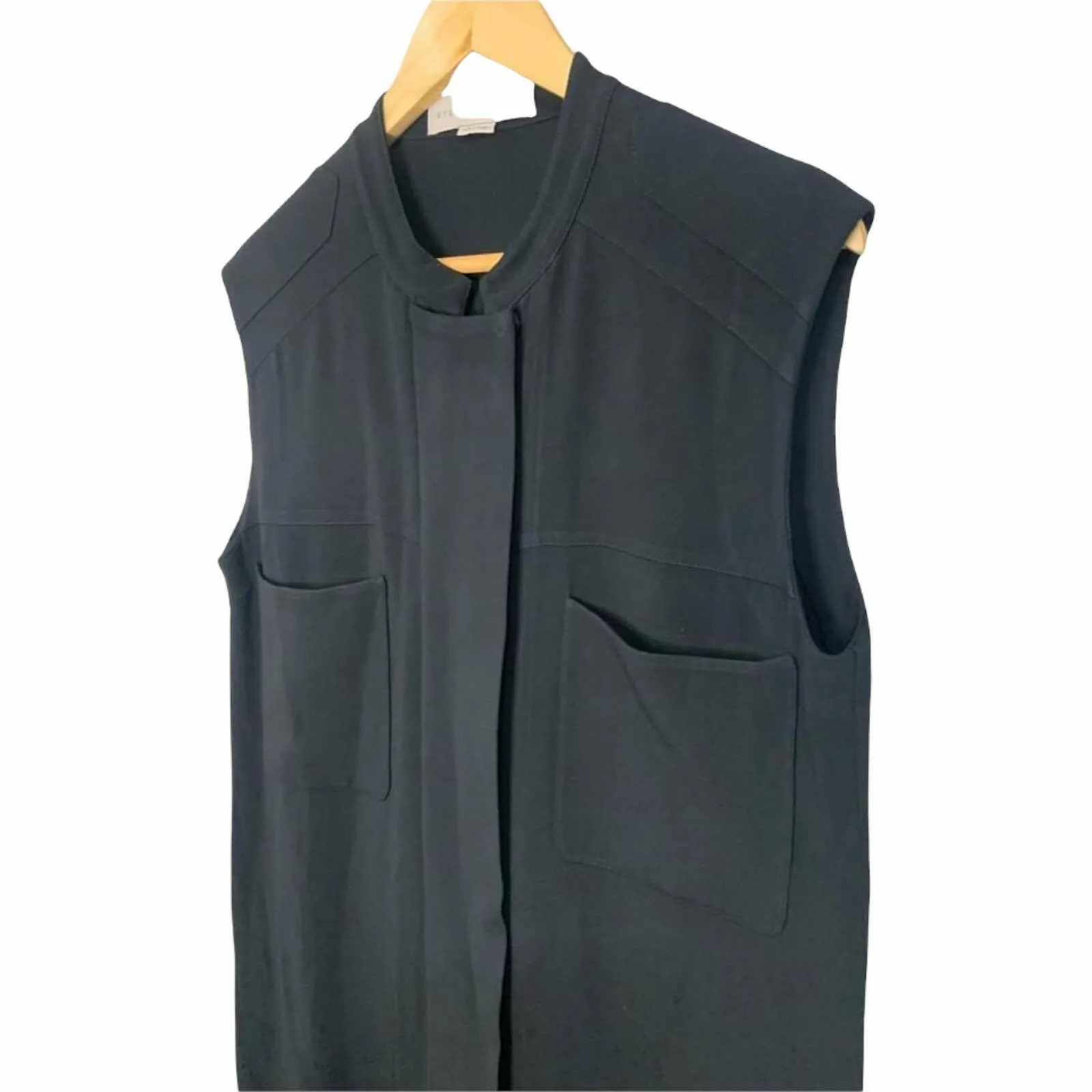 Stella McCartney Black Shift Snap Zip Front‎ Pocket Dress Size 46 - Image 2