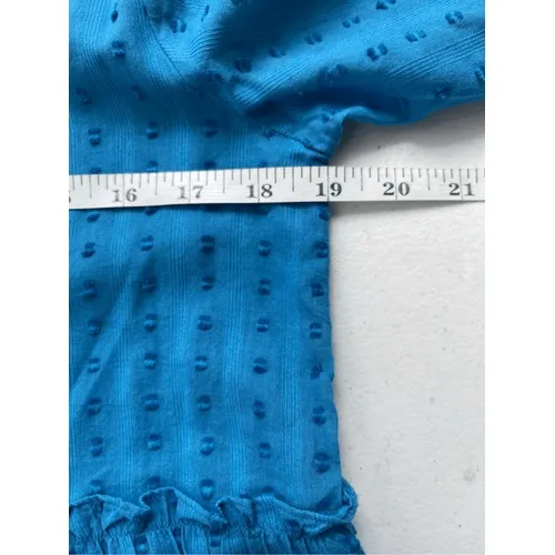 D1 NOTSHY Blue Cotton Tiered Ruffle Dress Textured Short Sleeve Size S - Image 4