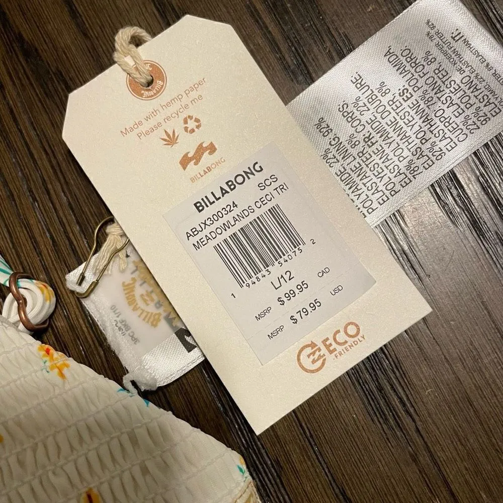 Billabong Wrangler Meadowlands Ceci Triangle Bikini Top L, NWT - Image 5
