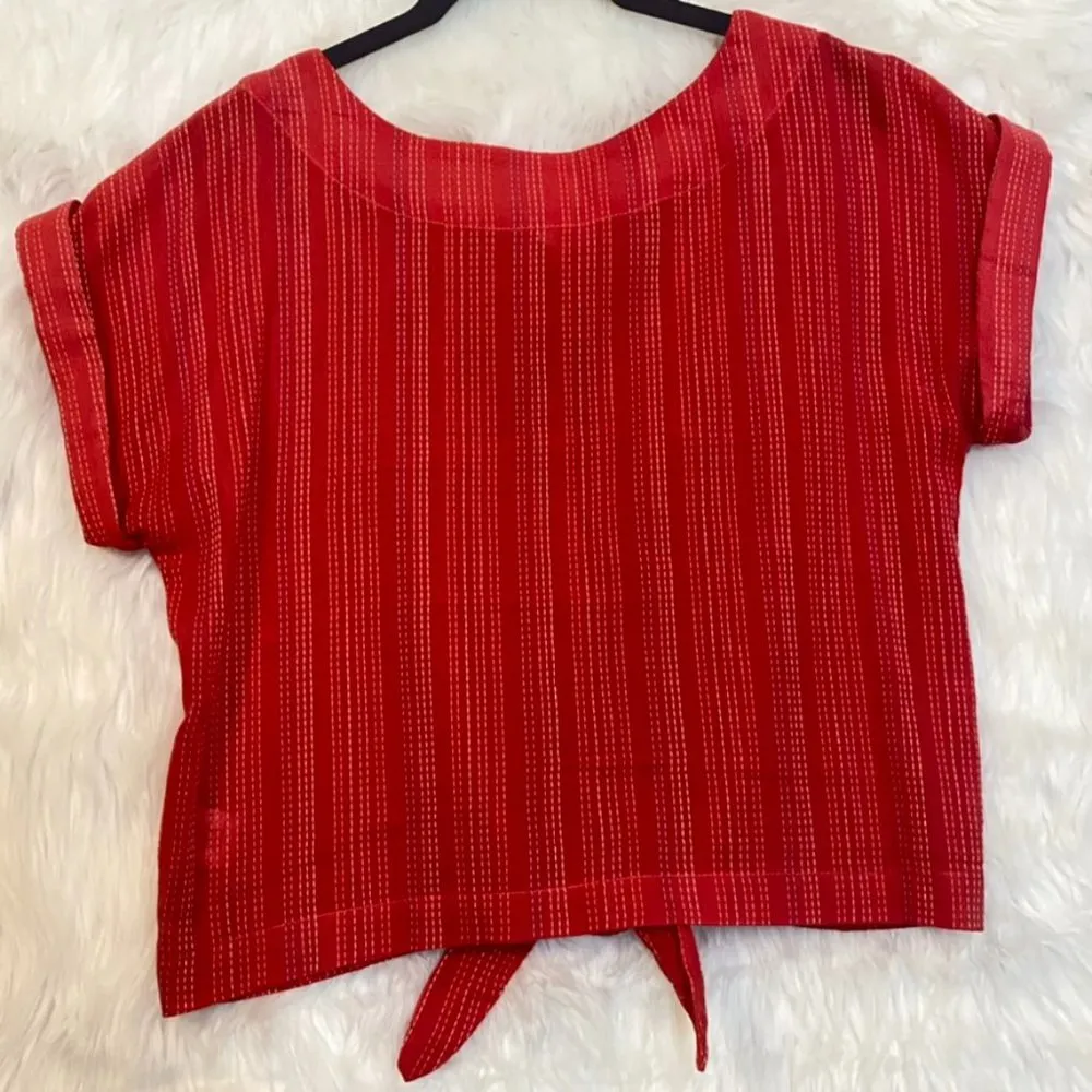 Anthropologie Mo:Vint Dani Shirt Front-Tie Button Up Blouse Small - Image 11