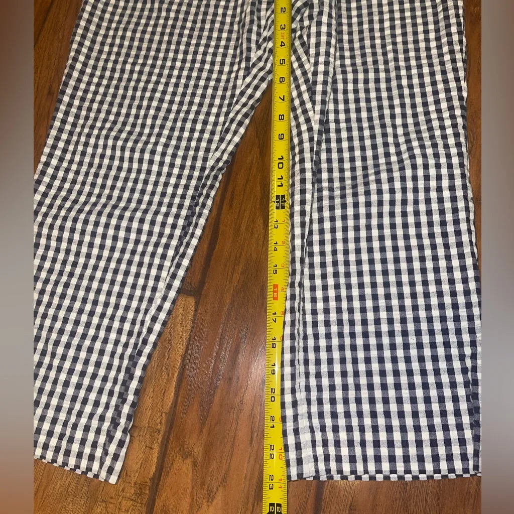 Lands End dark navy blue gingham checked pants slacks womans size 14 - Image 3