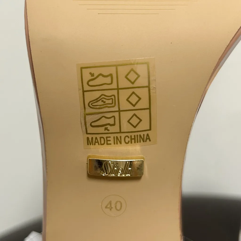 Shein Nude Beige Clear Chunky Block Heels Ankle Strap Buckle Open Toe 40 9 NIB - Image 11