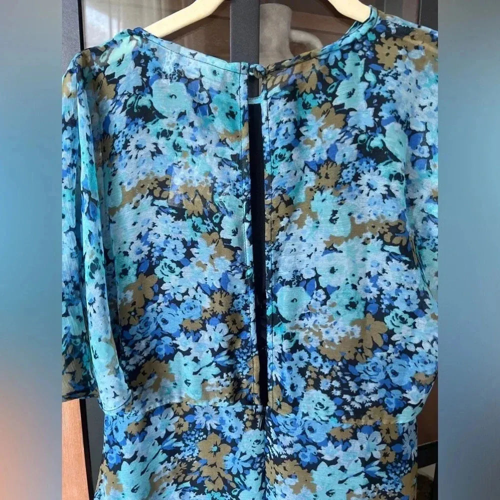 DESIGN maxi dress short sleeves angel midi tea floral dip dye print formal - Image 8