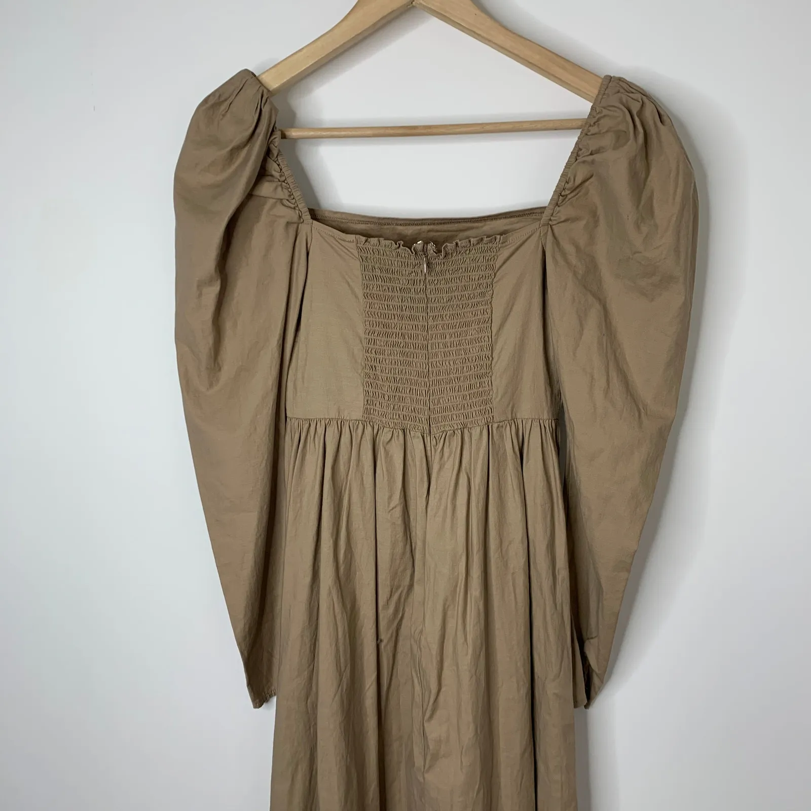 Reformation Luce Long Sleeve Stretch Khaki Midi Dress Womens 0 - Image 11