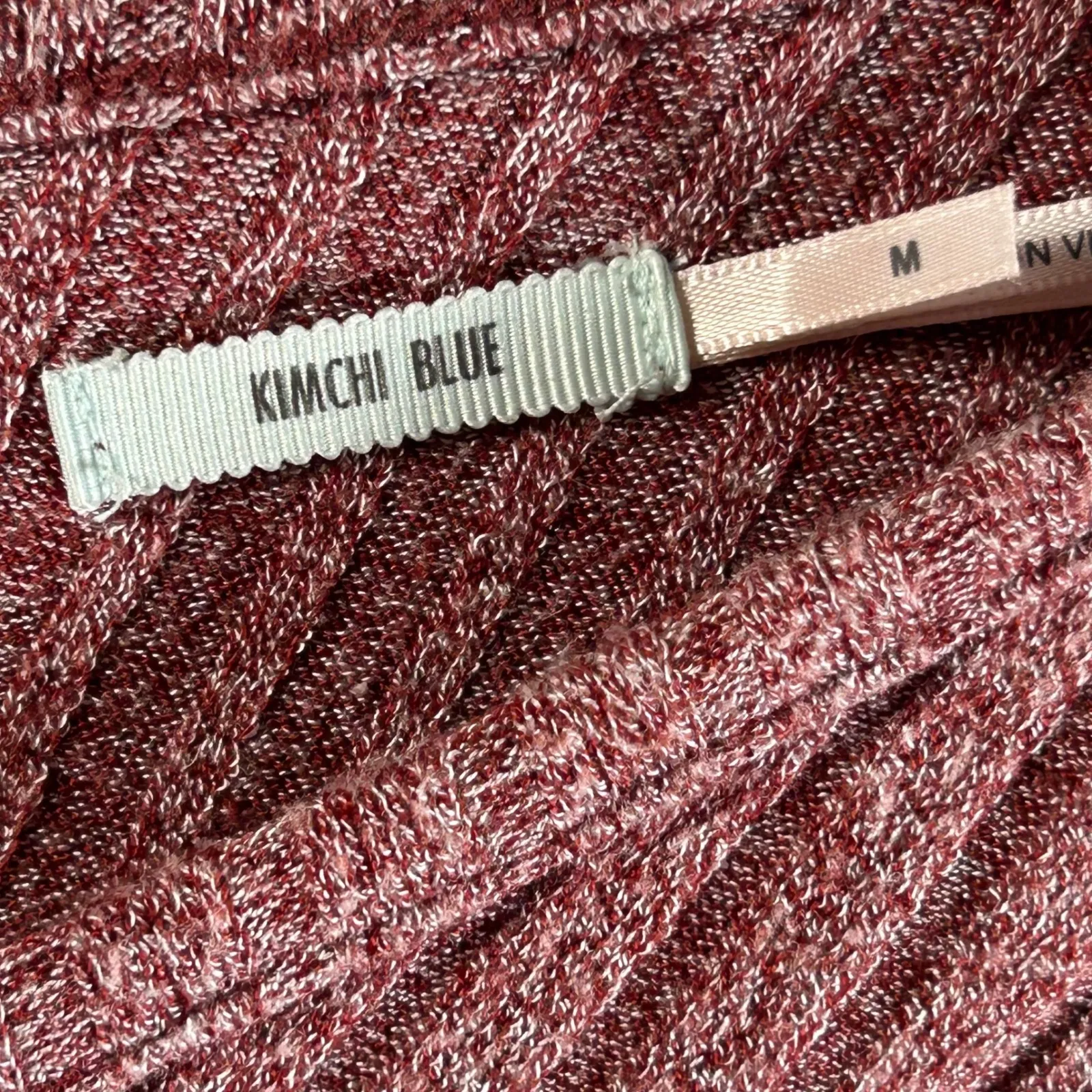 Kimchi Blue Ribbed Knit Cropped Tie Back Long Sleeve Top Dusty Rose Size M - Image 5