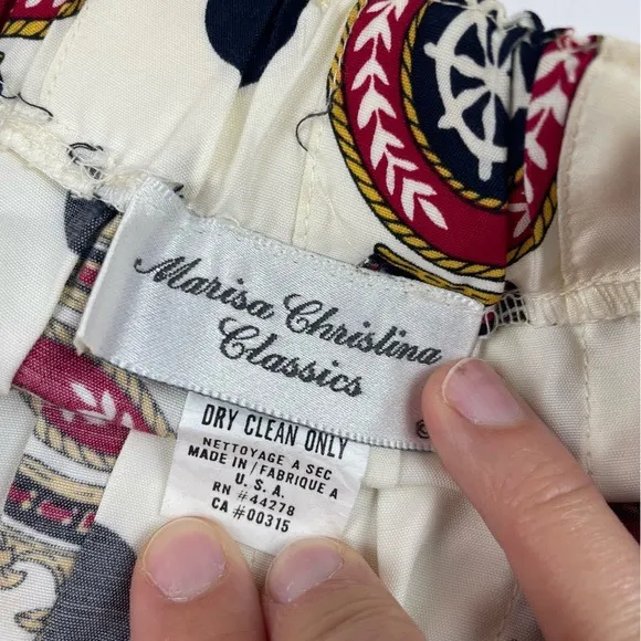 Marisa Christina Vintage Nautical Crown Gold Red White Pleated Skirt Medium - Image 2