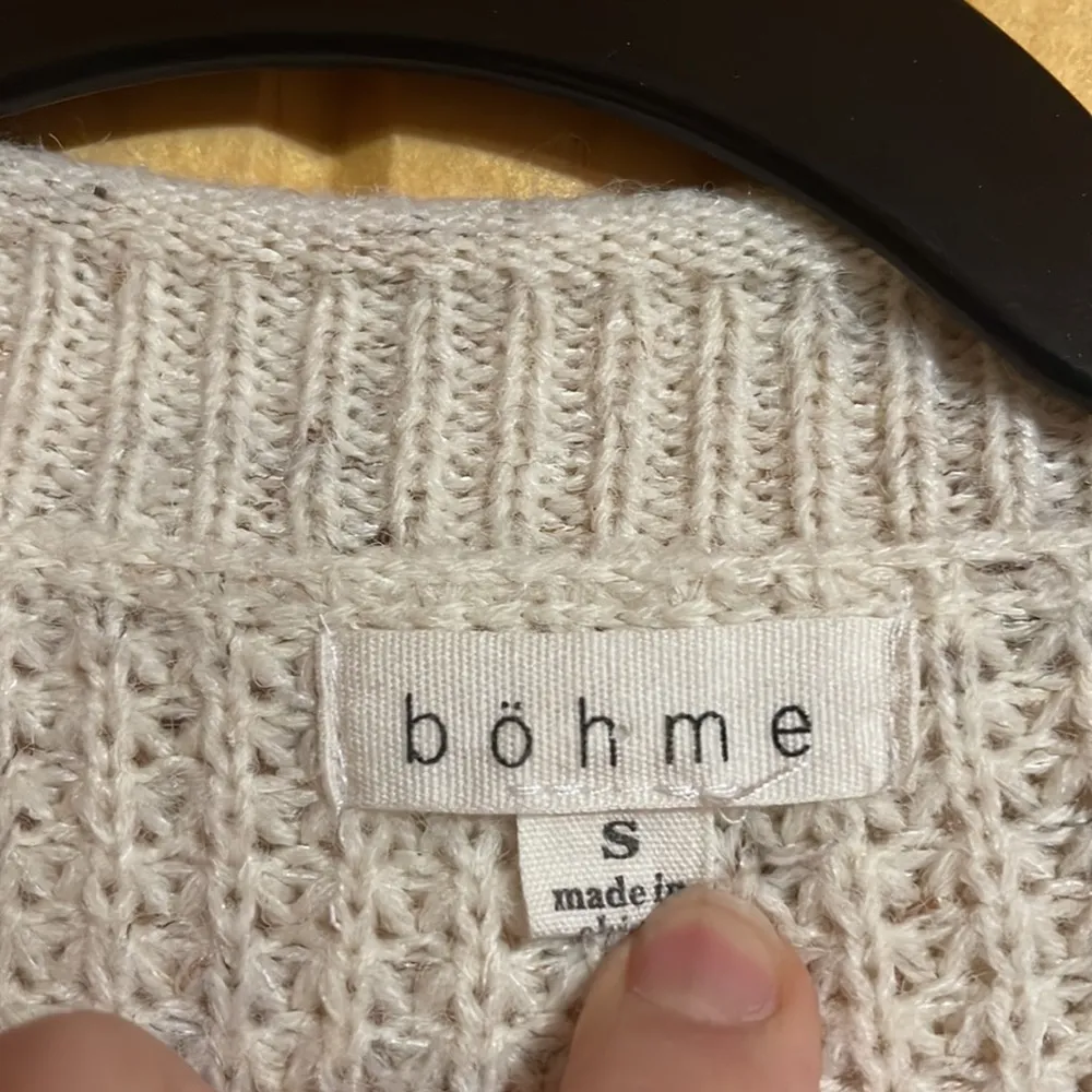 Bohme waffle knit long open front fringe cardigan - Image 2