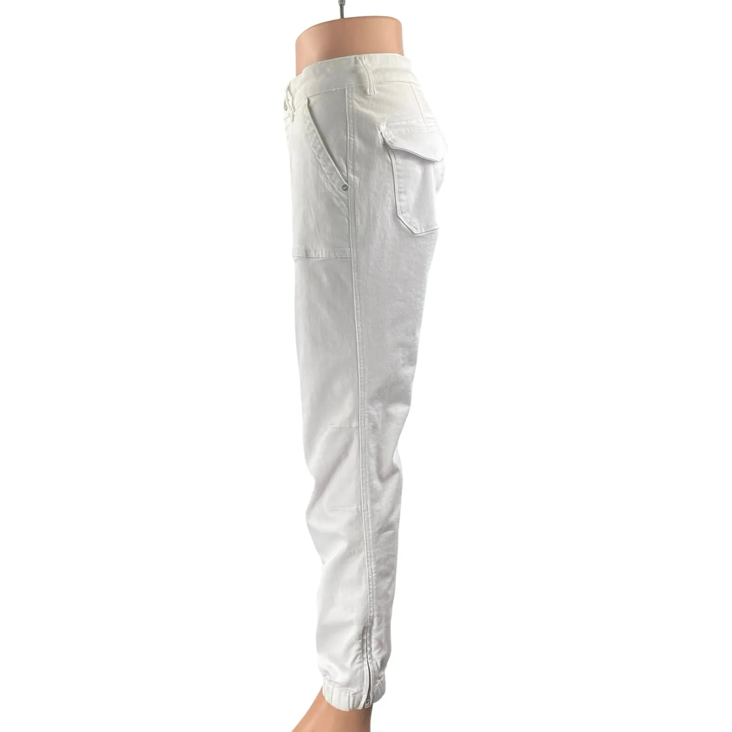 Mavi Women's White Mid Rise Slim Fit Straight Casual Cargo Denim Jeans Size M Size M - Image 2