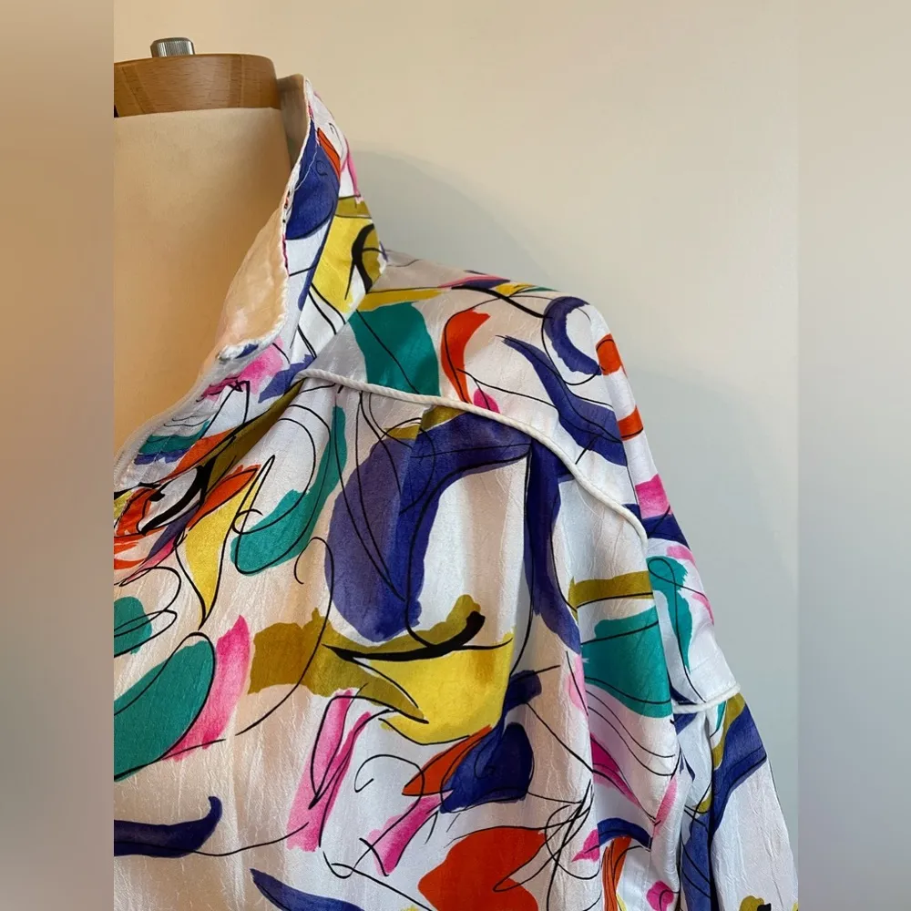 Vintage 90s Lavon Colorful Abstract Print Windbreaker Track Jacket Women Large - Image 6