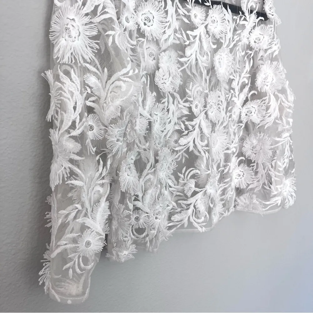 Zara White Sheer Floral Top - Image 5