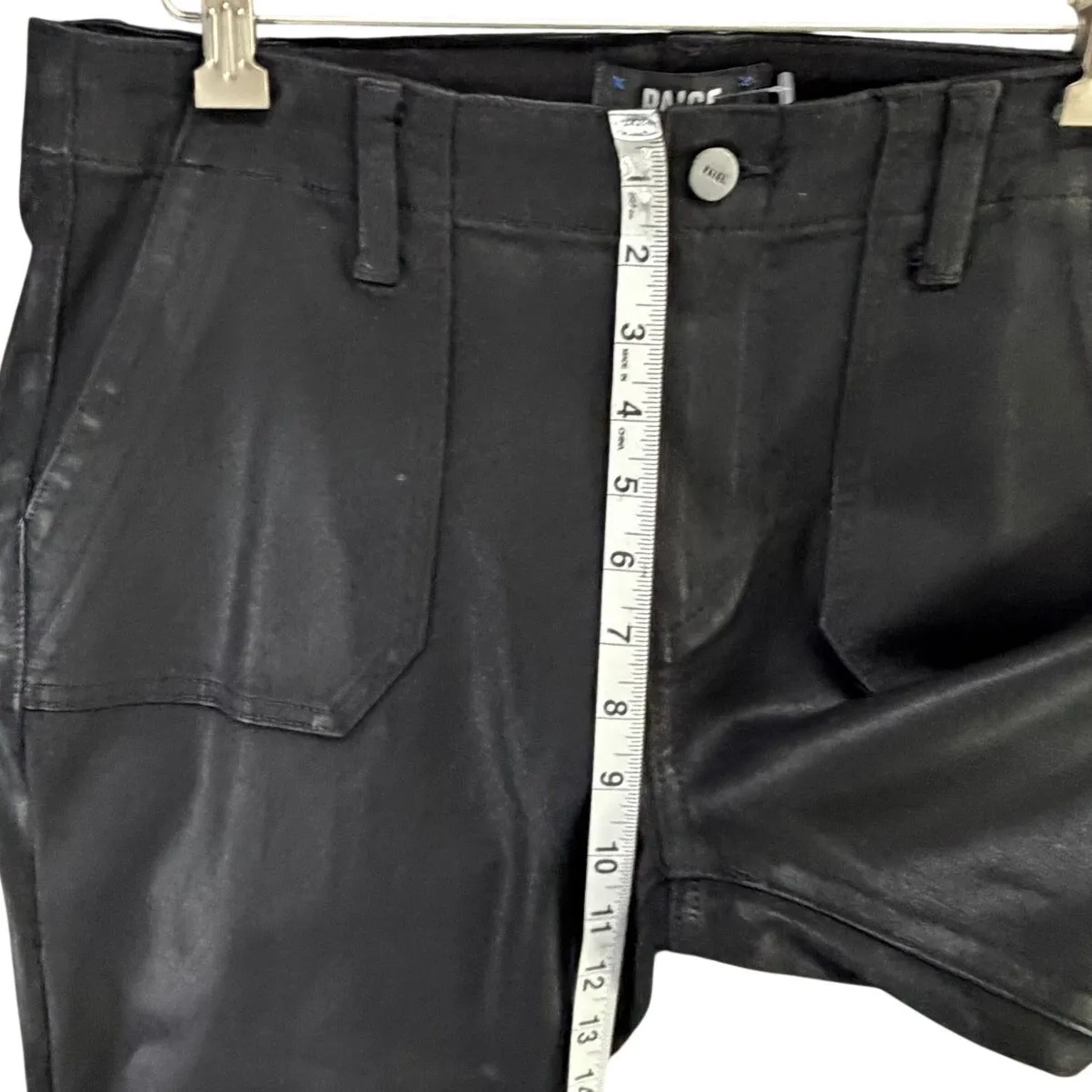 Paige Mayslie Straight Ankle Jeans Womens 30 Black Soft Coated Denim Modern Chic - Image 9