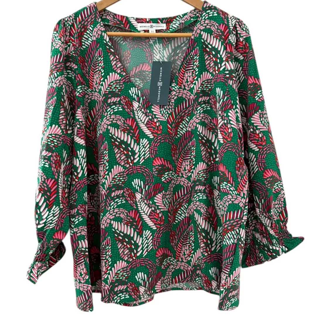Michelle McDowell Mosiac Meadow‎ Pine Juliet Top Green Size XL - Image 5