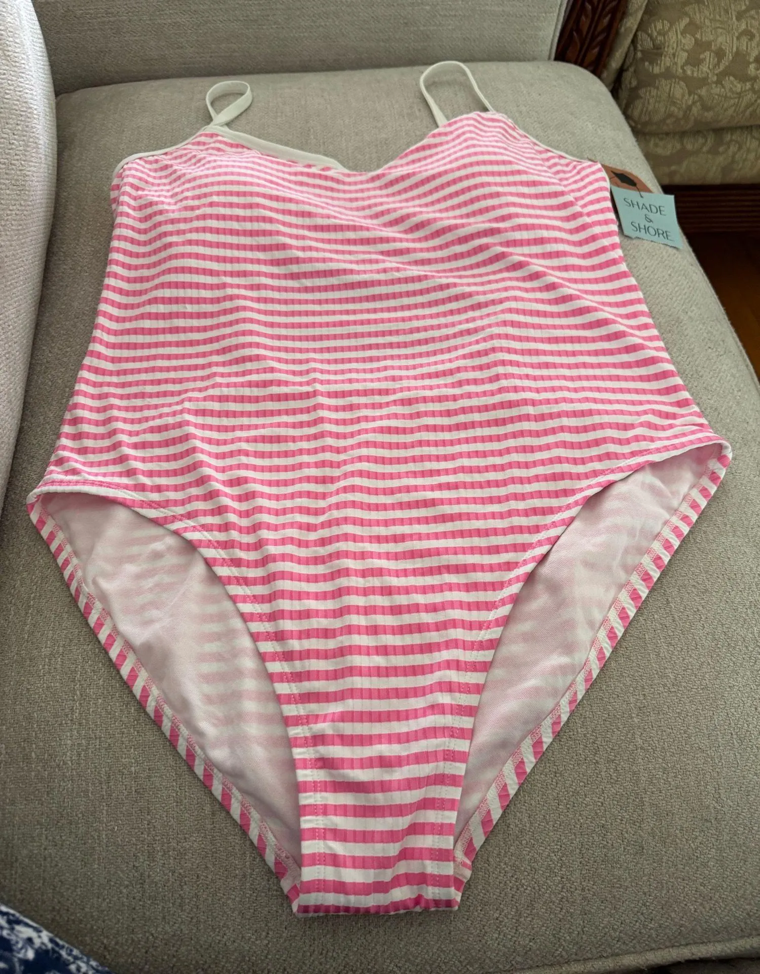 New with Tags - Size S - Shade & Shore Women's Tank Swimwear Pink S Back One Piece Swimsuit - Image 4
