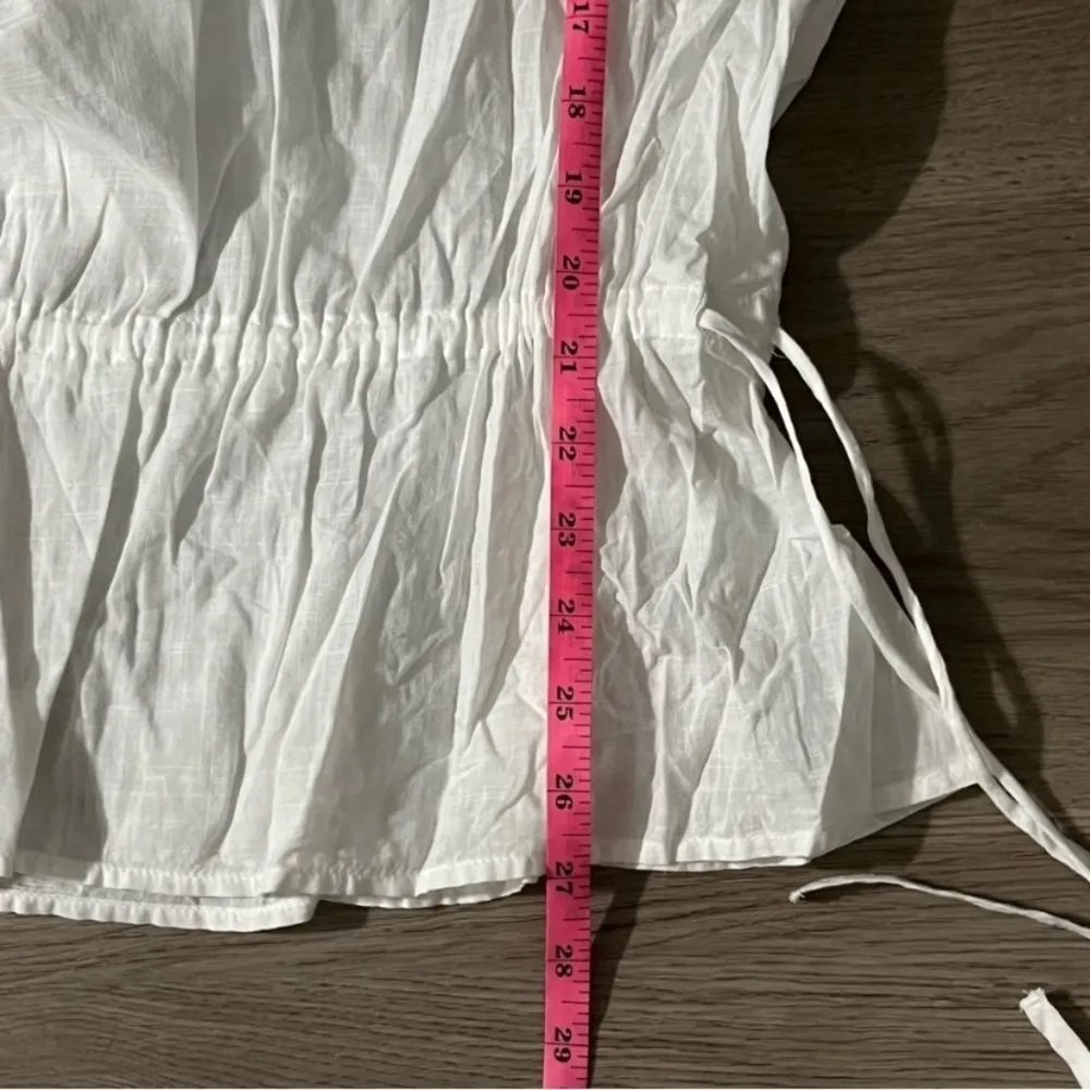 Chico’s rounded bib flavian Tunic Shirt top blouse Women’s 2 White Gauze Linen - Image 4