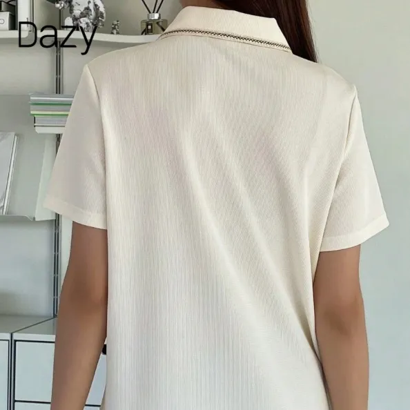 SHEIN x Dazy Polo Neck with Half Contrast Trim - Image 8