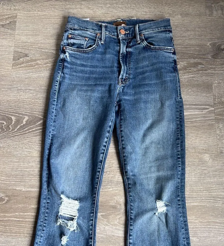 MOTHER THE INSIDERCROP STEP CHEW Dancing On Coals Blue Size 26 - Image 5