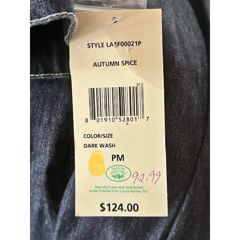 Laura Ashley Petite Denim Jacket Dark Wash Faux Fur Collar PM NWT - Image 6