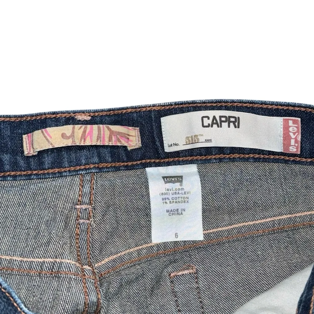VTG Y2K Levi’s 515 Cuffed Capri Jeans Women’s 6 Medium Blue Denim Mid Rise Retro - Image 6