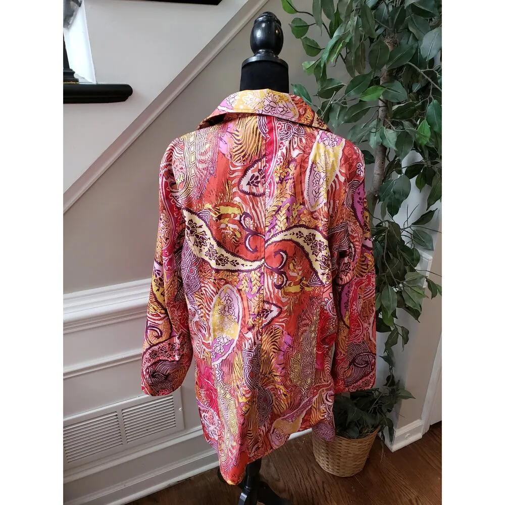 ISLE Apparel XL Colorful Paisley Print Button Front Blazer Jacket Long Sleeves - Image 6