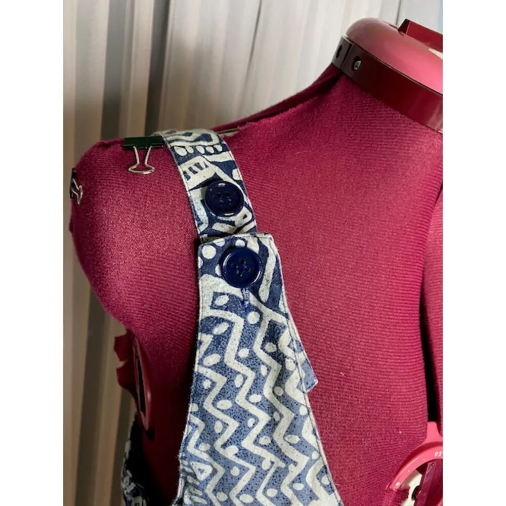 jumpsuit tribal urban overall 1980s navy blue white Size 12 - Image 9