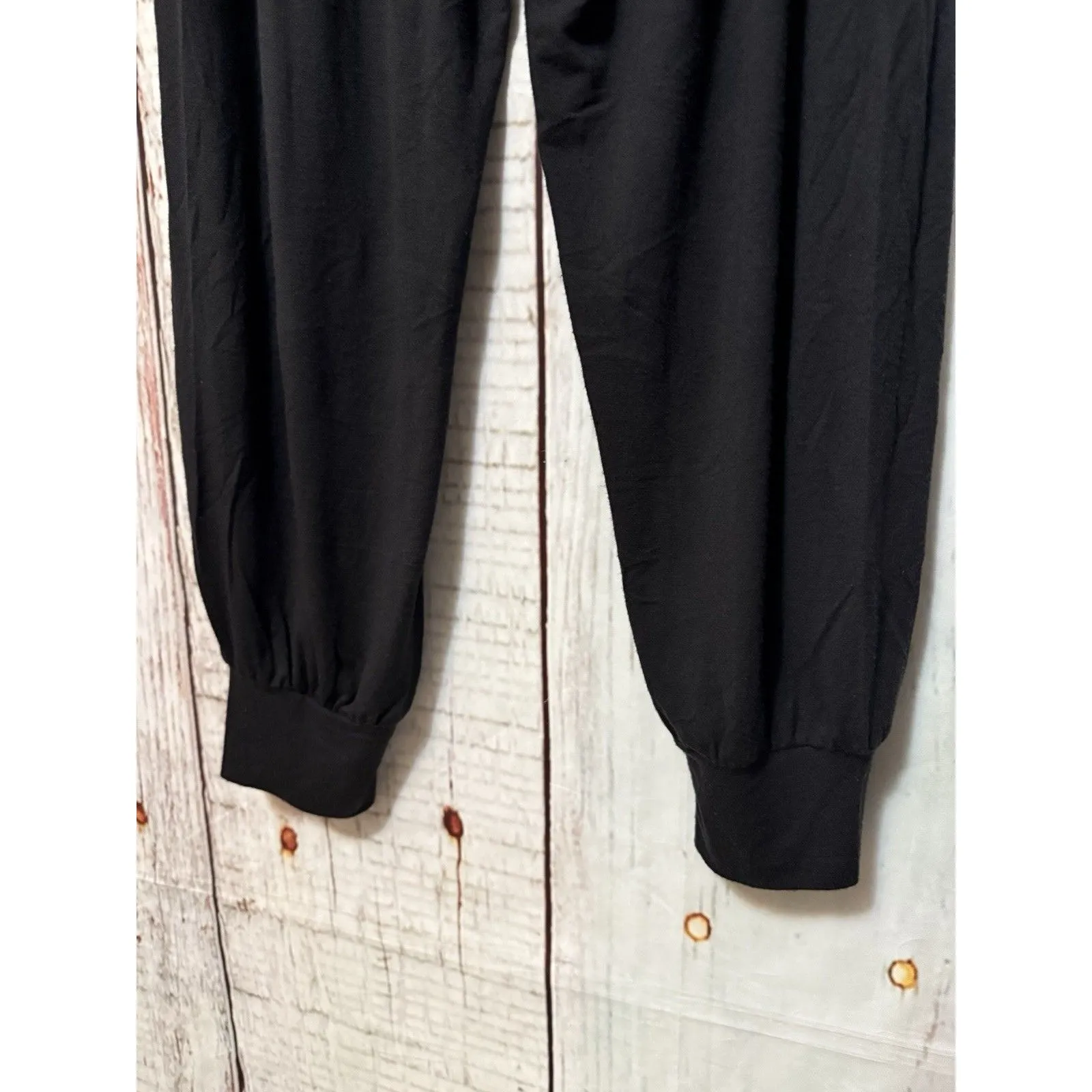 Athleta Studio Jogger Foldover Pants Pockets Stretch Black Modal Size Medium - Image 5