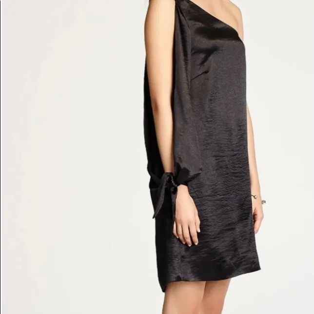 NWT Rebecca Minkoff Nash Dress Black One Shoulder Silky Fabric - Image 5