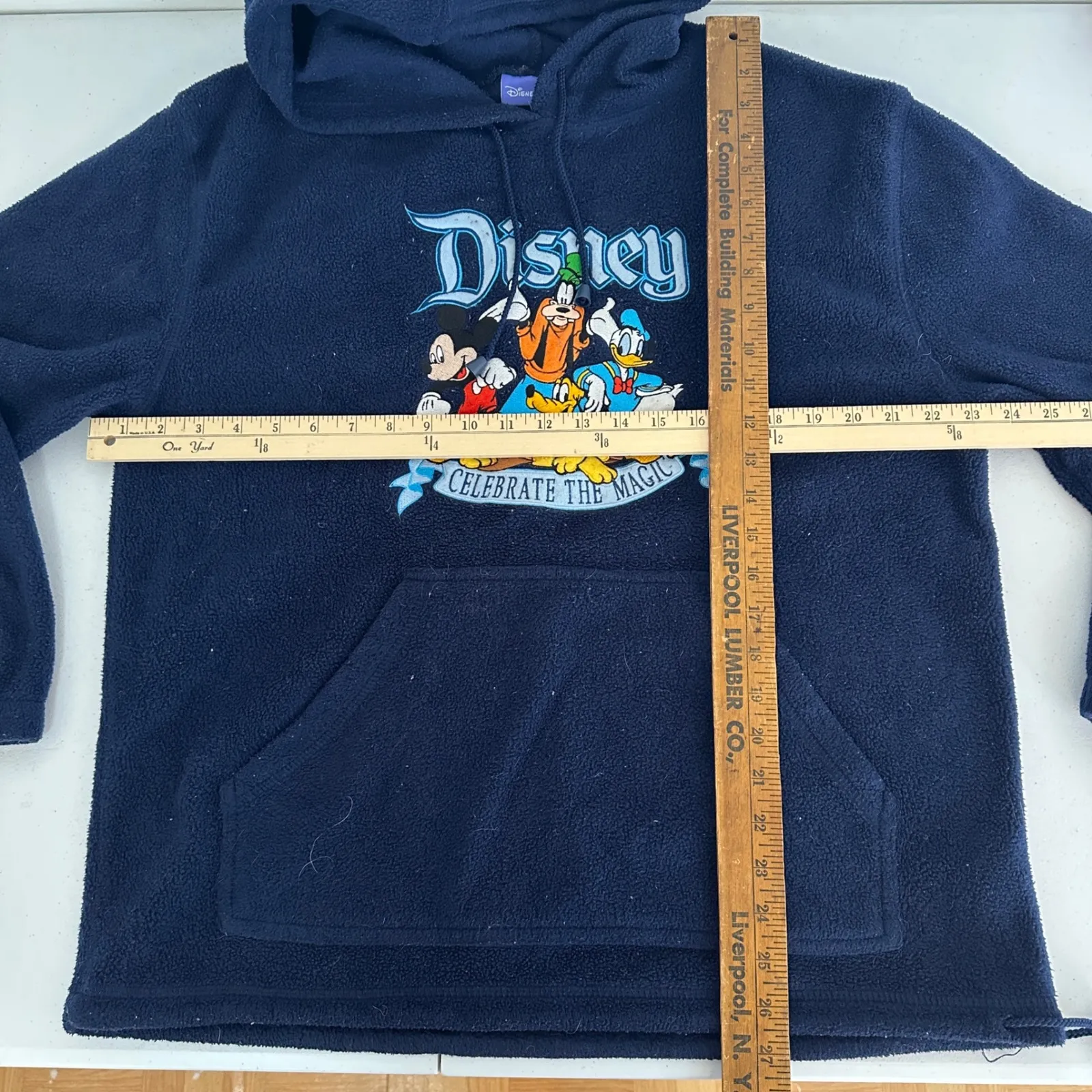 Vintage Disney Fleece Hoodie‎ Sweatshirt Mickey Mouse Donald Goofy Women Large - Image 6