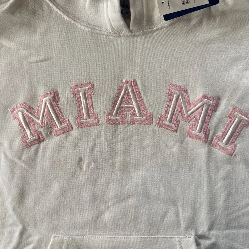 Women’s White Embroidered MIAMI College Hoodie Size S NEW - Image 7