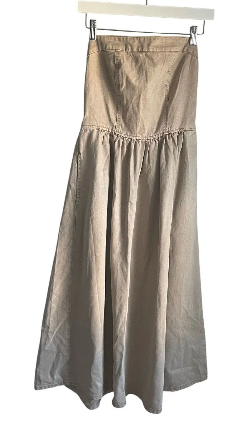 YFB Lyocell Cotton Beige Strapless Midi Dress Pockets Minimalist Neutral size S Tan - $44 - From Molly YFB Lyocell Cotton Beige Strapless Midi Dress Pockets Minimalist Neutral size S Tan - $44 - From Molly