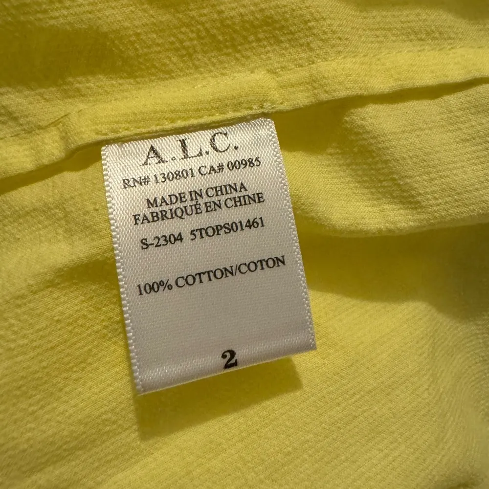 A.L.C. Carey Pleat Poplin Top in Canary Yellow size 2 - Image 9