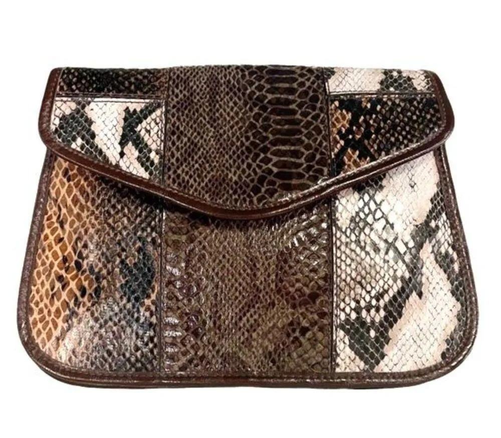 Cosmopolitan Y2K Faux Snakeskin Envelope Bag Clutch Purse Shoulderbag Handbag - Image 7