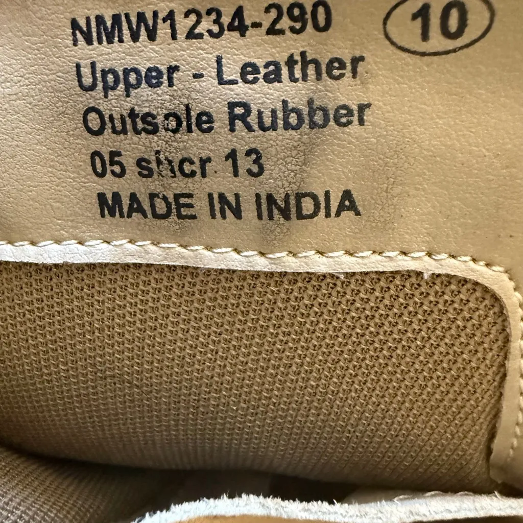 Naughty Monkey women's lace up block heel beige leather boho boots sz 10 - Image 10