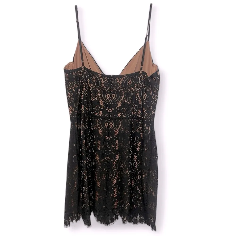 For Love And Lemons Vika Dress Black Lace Nude Illusion Mini Dress size US L - Image 4