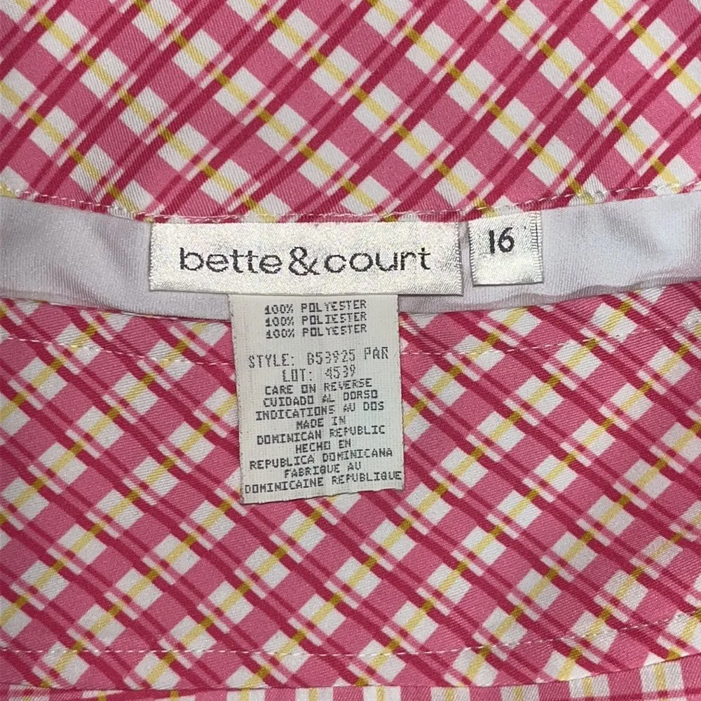 Bette & Court Size 16 Pinks & White Plaid Pleated Skort - Image 4