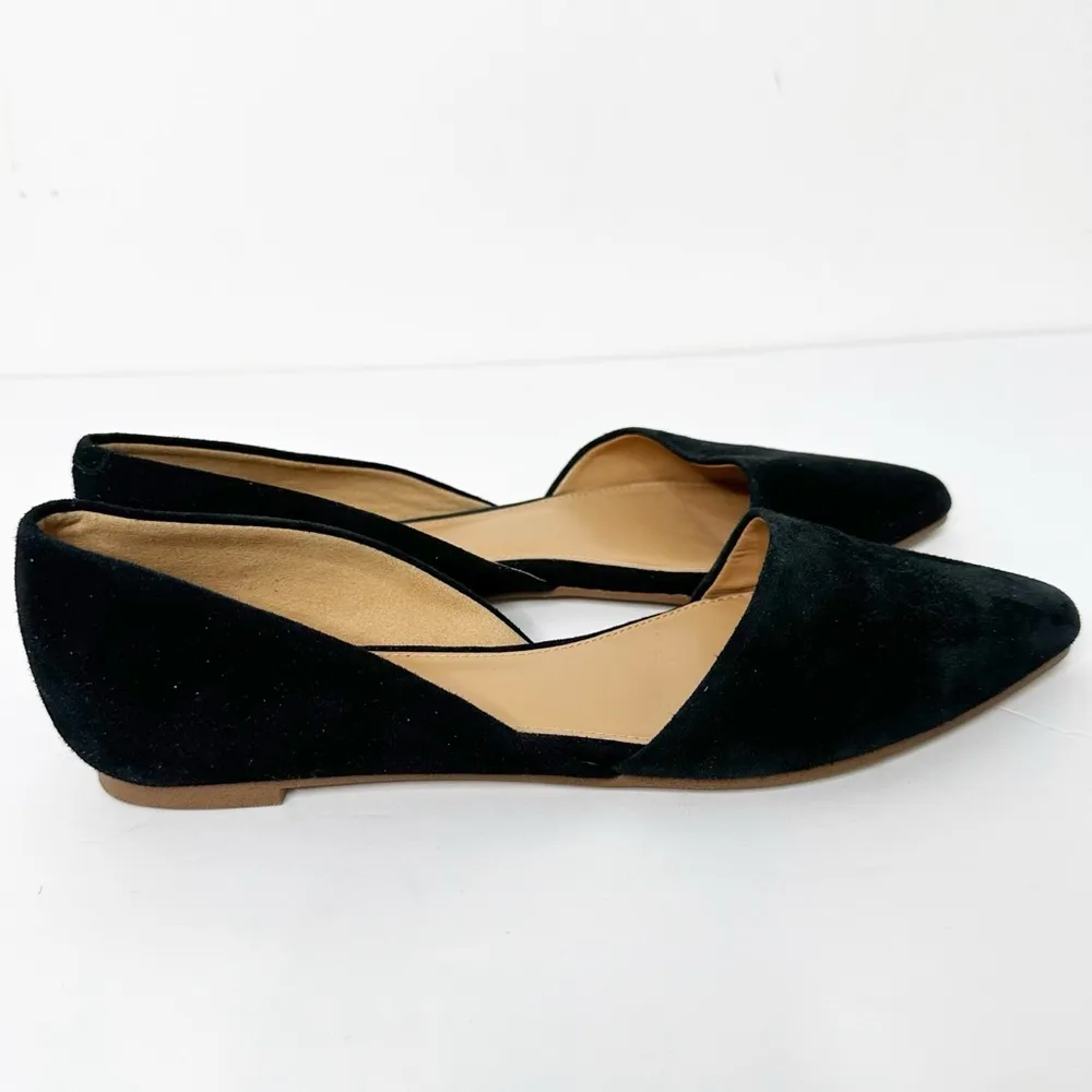 J. CREW | Zoe Rich Black Suede D'Orsay Classic Pointed Toe Flats Shoes Sz. 7 - Image 3