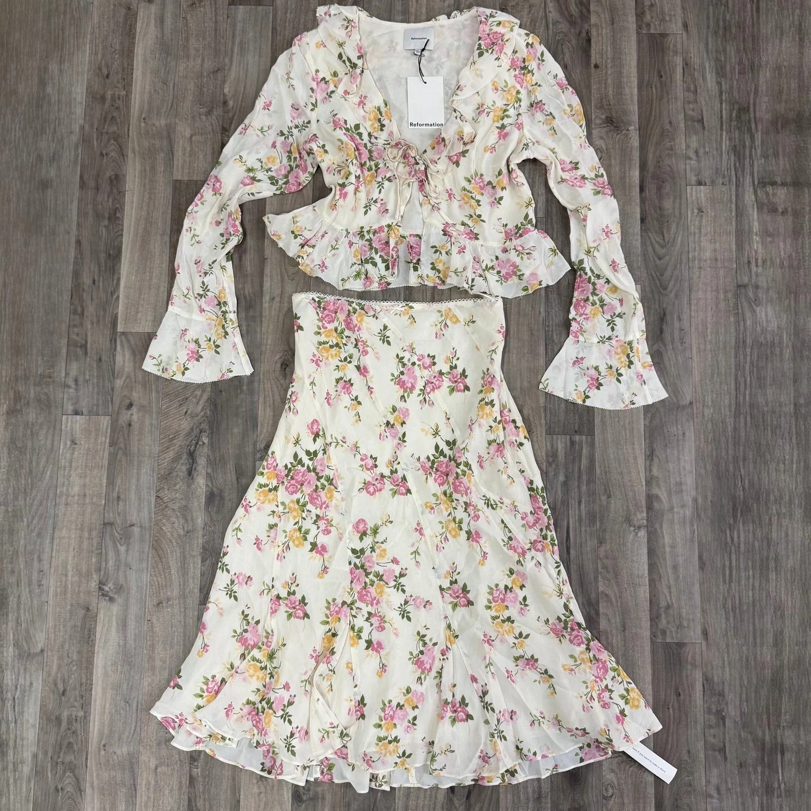 Reformation Julie Two Piece floral flory ruffle set - Image 2