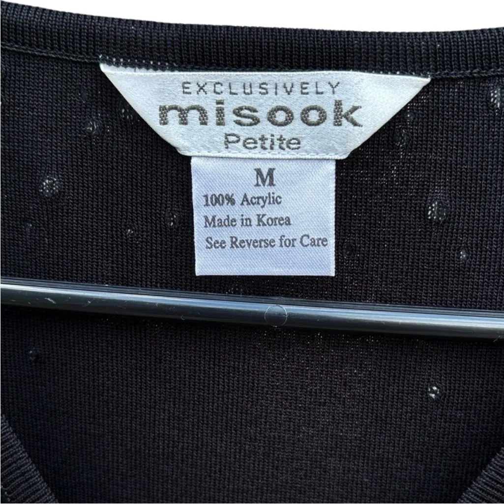 EUC Misook Black V Neck Rhinestone
Studded Sweater Medium Petite - Image 3