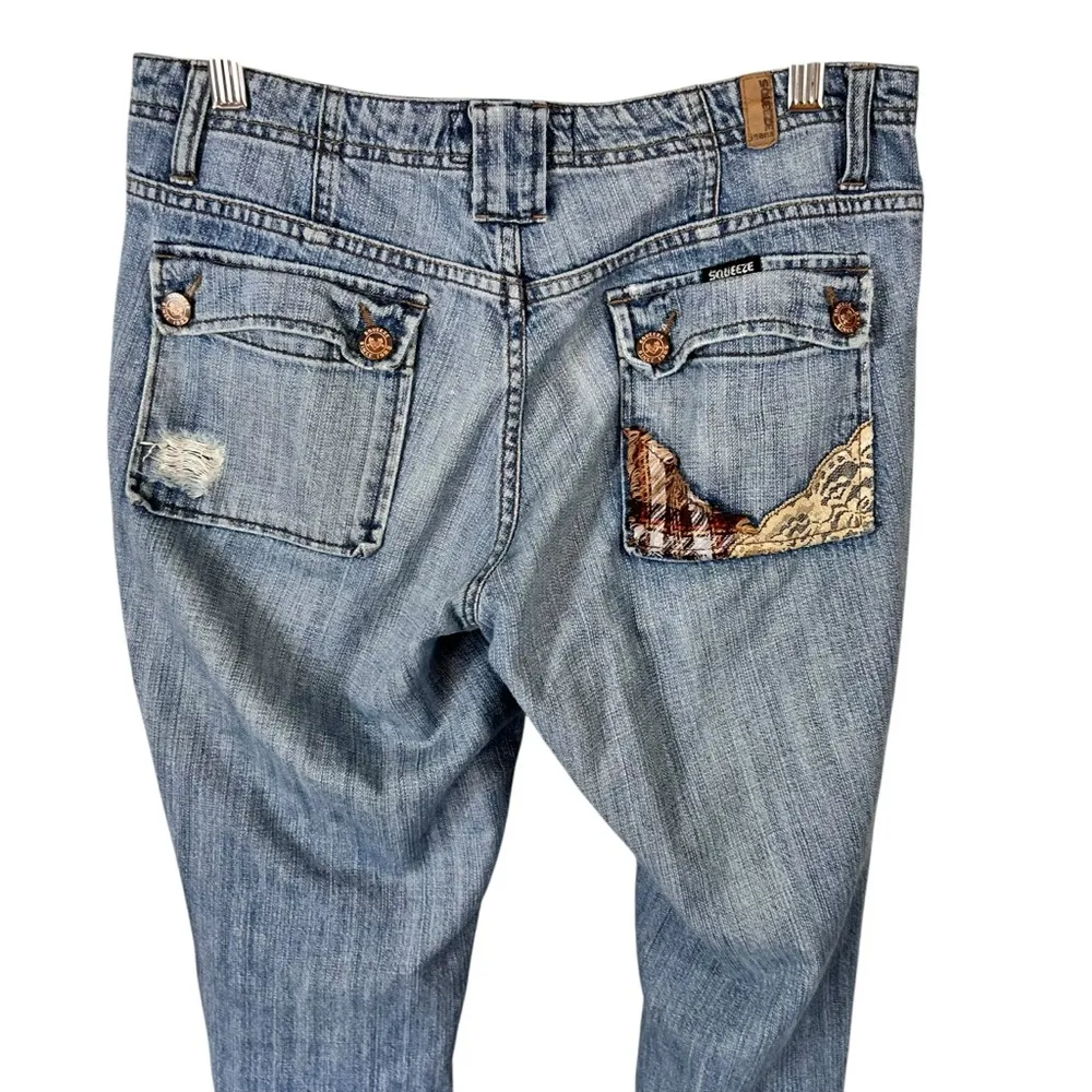 Squeeze Vintage Y2K Laced Patchwork Straight Leg Jeans Blue Size undefined - Image 11