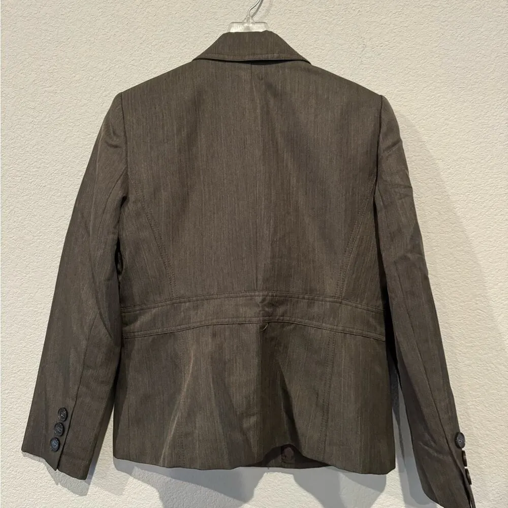 Kasper Women's Size 8P Petite Suit Buttoned Flap Pocket Blazer & Pant Brown - Image 3